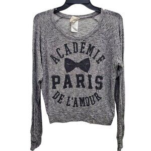 Modern Lux Women's Gray Marled Academie De L'Amour Paris Lightweight Knit Top L‎